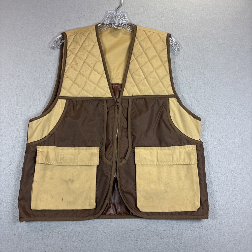 Vintage Hunting Vest Saftbak Tan & Brown Medium Outdoor Fishing Hiking